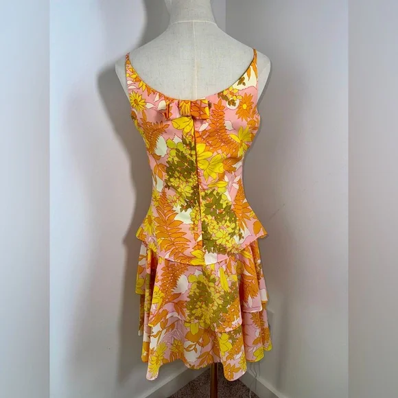 RARE VINTAGE 60s flower child DRESS - Picture 3 of 8